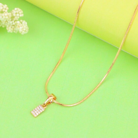 "Rose Gold Plated Rectangular Pendant with Crystal Detailing, XPPT1196 - Picture 3 of 12